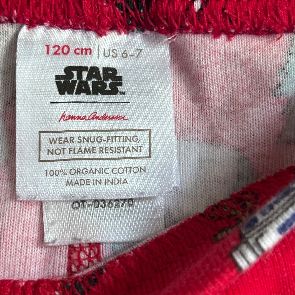 Hanna Andersson Star Wars Christmas Organic Cotton Pajama Red Kid Size 6-7 120cm - Picture 8 of 11